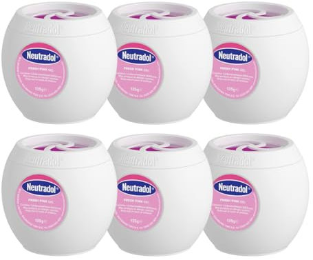Neutradol Slow Release Gel, Air Freshener and Odour Eliminator, No Plug or Spray Needed, Fresh Pink, Multipack of 6 x 135g