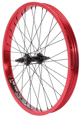 KHE Prism BMX Vorderrad, 20 Zoll, 38mm Felgenbreite, Rot Eloxiert, 10mm Achse, 36 Loch
