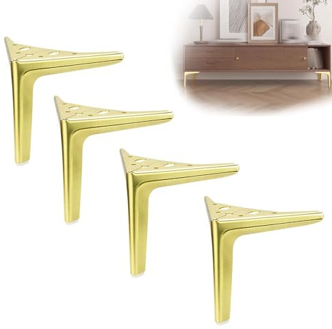 4 Pcs Pieds de TV Meubles en Métal Or,Moderne Triangulaires Jambes en de Support de Table Basse Remplacement pour d'armoire,canapé Placard (22CM)