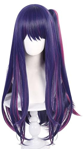 Oshi No Ko Hoshino Ai Cosplay Perücke, Lila Anime Cosplay Kostüm Wig with Clip Ponytail, Damen Perücken für Halloween