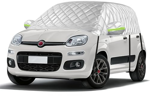 Hagelsichere Autoabdeckung Winter Passend für FIAT Panda 2003-2025, Auto Halbgarage Abdeckplane Wasserdicht, Verdickte Autoabdeckung mit Reflektorstreifen