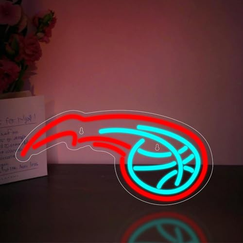 Basketball Neon Schild, LED Sport Leuchtreklame für Wand Deko, Dimmbare Neonlichter USB Power für Schlafzimmer Wohnzimmer Bar Pub Club Mann Höhle Home Büro Party