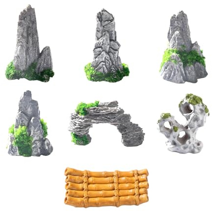 7 Stück Miniatur Berge Deko, Steingarten Mini-landschaftsverzierung Bergdekor, Landschaft Asiatische Bonsai-bergfigur Zen-gartendekoration, Modell Bonsai-schmuck Für Den Innenbereich Gartenzubehör
