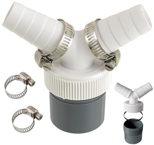 YOYEAH Doppio connettore per Lavatrice di Scarico Y-Adapter per 2 Lavatrice, lavastoviglie e asciugatrice, connettore da 19-24mm a 40mm con Fascetta per Tubi, Adattatore sifone ABS