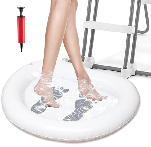 Pediluvio Gonfiabile per Piscina, Vaschetta Lavapiedi per Piscina, Bacinella Gonfiabile per Pediluvio Portatile con Pompa dell'aria, Accessori per Scale di Ingresso Piscina, Piagge (A)