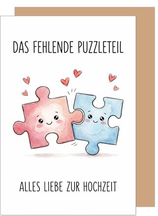 Edition Seidel Premium Glückwunschkarte zur Hochzeit mit Umschlag. Hochzeitskarte Grußkarte Karte Klappkarte Spruch Vermählung Ja-Wort Brautpaar Ehepaar Mann & Frau Liebe Puzzle Herz (H574 SW026)