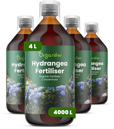 Concime liquido organico 4x1L per ortensie – stimola fiori e vitalità – Organifer