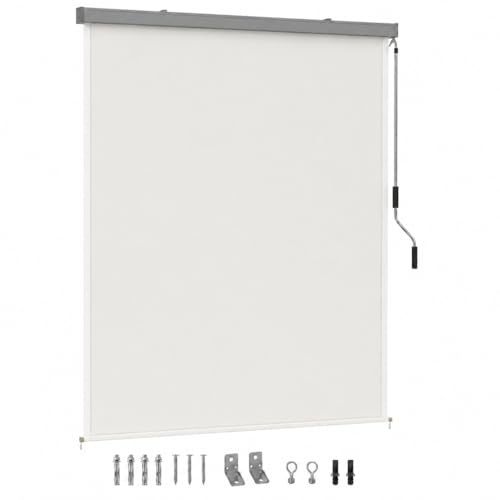 Ollewiellan Toldo vertical de 160 x 250 cm, estor exterior con manivela, casete de aluminio y poliéster revestido de poliuretano de 280 g/m², resistente al agua, protección visual y solar para balcón
