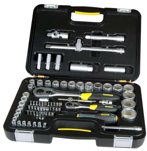 Stanley 1-94-669 Socket Wrench, Silver, 1/4/1/2-Inch, Set of 77 Piece