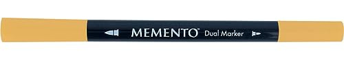 Tsukineko Memento Dual Tip Art Markers Orange, Peanut Brittle, Vibrant Colouring Pen for Artists, Archival, Water-resistant, for Stamping, Calligraphy, Water Colouring, Embossing, and Mixed Media