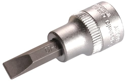 SW-Stahl S2229-SE8 Schraubendreheinsatz, 10 mm (3/8) Antrieb Schlitz, 8 mm | Bithalter-Nuss aus matt verchromtem Chrom-Vanadium-Stahl, 48 mm Länge, Schlitzprofil für 3/8 Zoll Ratschen und Werkzeug