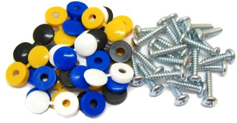 All Trade Direct 48 Pcs Number Plate Caps Screws Bolts Nuts Fitting Fix