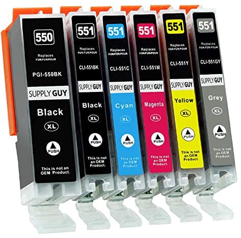 Supply Guy 6 Druckerpatronen mit Chip kompatibel mit Canon PGI-550 CLI-551 passend für Canon Pixma IP8700 IP8750 MG6300 MG6350 MG7100 MG7150 MG7500 MG7550