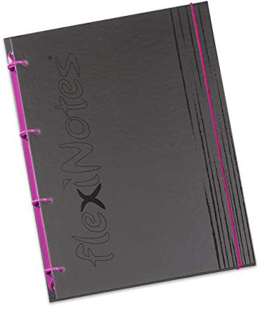 flexiNotes NOTIZBUCH A5, Typ: fN Black, Beere, 75 Blatt kariert - Ring S
