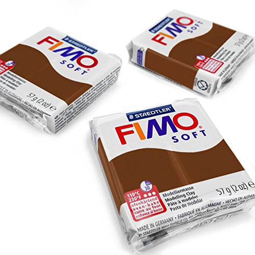 FIMO Weiche Polymer-Ofen-Modelliermasse, 57 g, 3 Stück, Schokoladenbraun