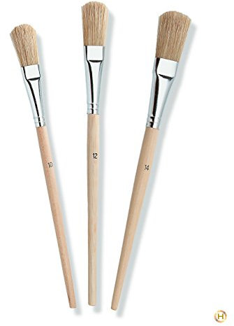 HP Pfefferkorn Emaillelackpinsel-Set enamel varnish brush helle Chinaborste Holzstiel Nickelblech-Fassung Größe 10 12 14
