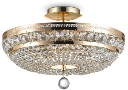MAYTONI DECORATIVE LIGHTING Barocke Kristall-Deckenleuchte Ottilia - goldfarbenes Metall und Glasschirme - 6 x E14 60W 220V-240V - für Lobby, Hotel, Restaurants, Theater