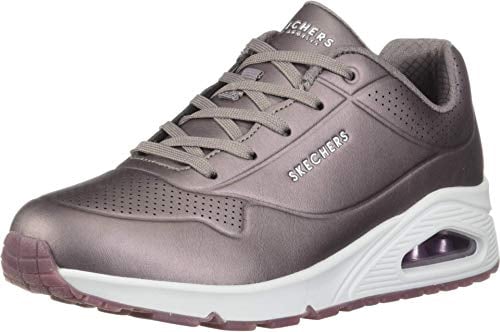 Skechers Uno- Rose Bold Sneaker Damen, Silber (Pewter Duraleather Pew), 38 EU