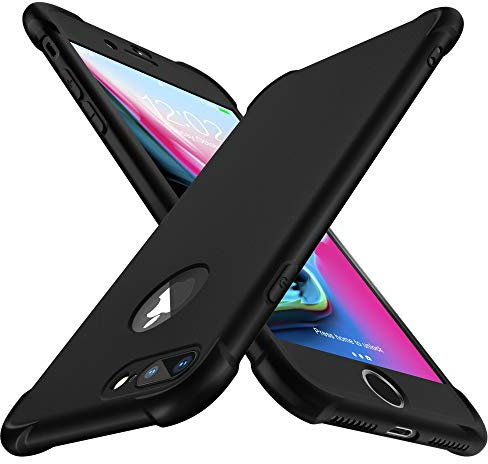 ORETECH Coque Compatible avec iPhone 7 Plus et iPhone 8 Plus,avec 2 x Protecteur D'écran en Verre Trempé Housse Hybride Antichoc Ultra Mince Mat Anti Rayures PC TPU pour iPhone 7 Plus 8 Plus 5.5 Noir