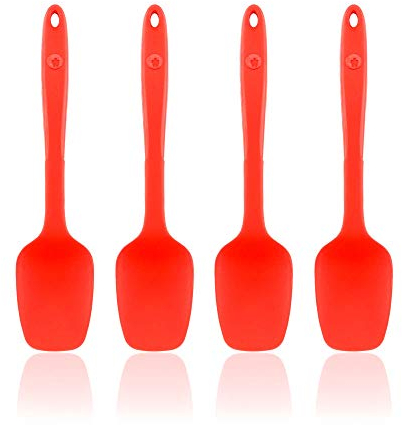 Kochblume Flexlöffel S 4er Set | Premium-Silikon | Hitzebeständig | Spülmaschinenfest | Farbe: rot