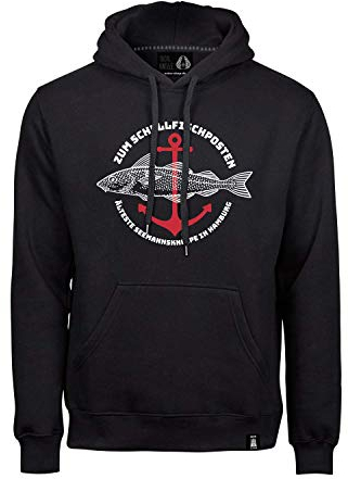 ASTRA Hoodie Schellfischposten UnisexSweater in Schwarz, sportlicher Kapuzen-Pullover mit Logo-Print auf Brust & Kapuze, Pulli für Männer & Frauen (XXL)