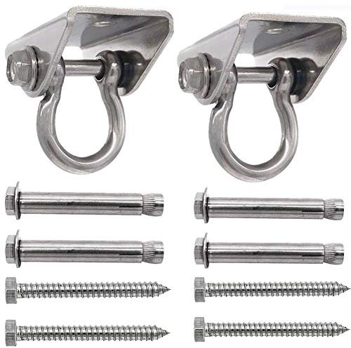 BLASCOOL Aufhängehaken für Hollywoodschaukel, strapazierfähig, 454 kg Tragkraft, Edelstahl, für Hängestuhl, Yoga, Sitz, Sandsack, Decken-Montageset 2 Sets
