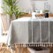 SUNBEAUTY Mantel Mesa Rectangular Tela Algodon Lino con Borlas Mantel Antimanchas 140x240 cm Elegante Table Cloth Rectangle para Mesa de Comedor de Cocina