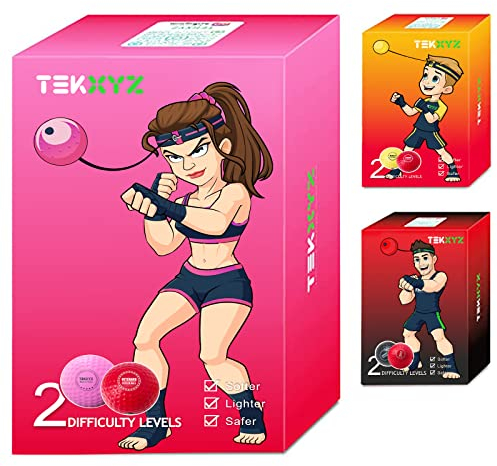 TEKXYZ Boxen Reflexball PR, 2 Verschiedene Boxbälle mit Kopfband, perfekt für Reaktion, Agilität, Schlaggeschwindigkeit, Kampffähigkeit und Hand-Augen-Koordinationstraining