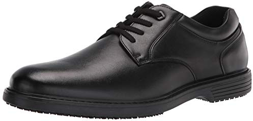 Nunn Bush Mens Wade Work Slip Resistant Plain Toe With Non Marking Outsole Oxford, Black, 9 US