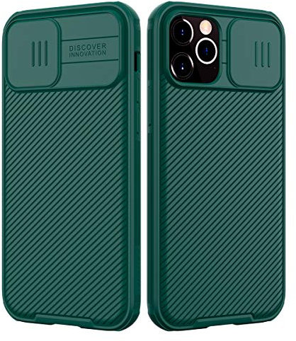 Nillkin Cover per iPhone 12/12 Pro, CamShield Pro Custodia con per Fotocamera Scorrevole, Custodia Sottile Antiurto per iPhone 12/12 Pro, Verde