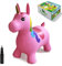 HotMax Cheval rebondissant, licorne rose, animal rebondissant en peluche pour tout-petits, licorne à emmailloter sur caoutchouc, jouet sautant en caoutchouc, cadeau de premier anniversaire pour bébé