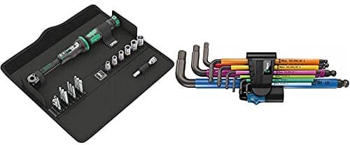 Wera 05130110001 Click-Torque A 6 Set 1 Drehmomentschlüssel-Satz & 05022210001 950/9 Hex-Plus Multicolour HF 1 Winkelschlüsselsatz, 9 Stück