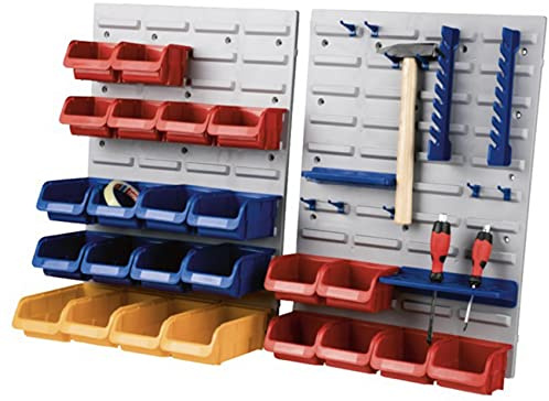 Parkside Lot de 75 pièces de rangement avec 2 panneaux muraux robustes avec plusieurs boîtes et porte-outils pour répondre à vos besoins