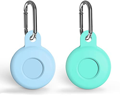 Custodia Protettiva in silicone compatibile con AirTag (2021),Custodia Morbida e Flessibile, Portatile e Protettiva, Mantiene forte il segnale, Serie Cloud, 2 pezzi (Azzurro+Verde)