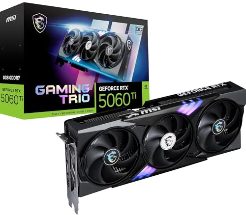 msi GeForce RTX 5060 Ti 8G GAMING TRIO OC – Scheda Video, 8GB GDDR7 28Gbps/128-bit, PCIe 5.0, raffreddamento TRI FROZR 4 con 3 × STORMFORCE FAN, RGB, HDMI 2.1b e DisplayPort 2.1b