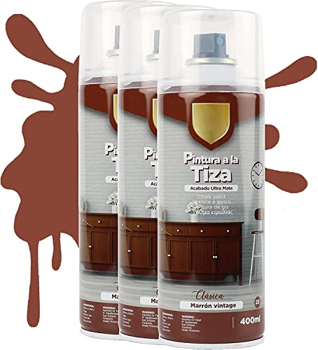 H HANSEL HOME Pintura Spray a la Tiza Acabado Ultra Mate - Marrón Vintage 400ml x 3