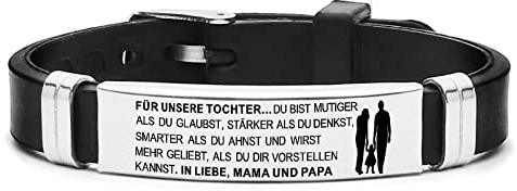 HAYOUWAY Personalisiertes Armband mit Gravur für Meine Tochter Sohn Damen Herren, Mutter Tochter Sohn Armband Inspirativ Verstellbar Silikon Edelstahl Armbänder Geschenke An Sohn Tochter von Mama Papa