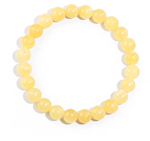 Ouubuuy Yellow Jade Crystal Beads Bracelet 8mm Natural Gemstone Beaded Bracelets Healing Crystal Bracelet for Women Mothers Day Gifts