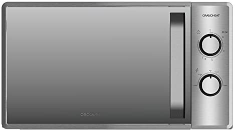 Cecotec Micro-ondes de 20 litres Grandheat 3060 Mirror. 700 W, 6 niveaux, revêtement anti-dirt iTech et technologie 3DWave, mode décongélation, minuteur argenté et porte effet miroir