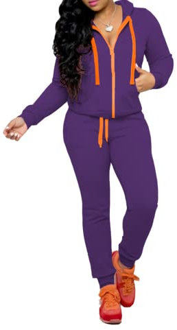 TOPONSKY Donne Casual 2 Pezzi Vestito Pantaloni Lunghi Set Tute Tute Tute, Ca, Fc Viola Arancione, M