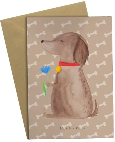 Mr. & Mrs. Panda neujahrskarte Hund Blume - Geschenk, osterkarte, Klappkarte, Grußkarten, einladungskarten, Niedlich, hochzeitskarten, Hunde, osterkarten, Sprüche, Süß