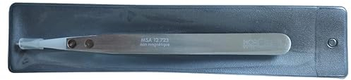 KD89 Horotec MSA 12.723 - Brucelles Professionnelle d'horloger en Aluminium avec Embouts tendres en Delrin Blanc, Pointes Fines - Longueur 130mm