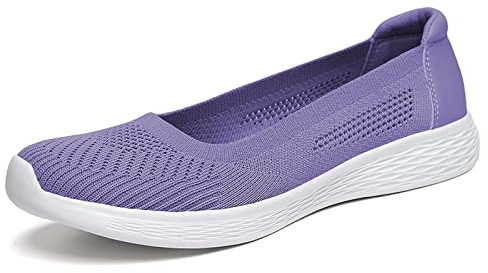 Puxowe Damen Slip On Sneaker Atmungsaktiv Mesh Leiche Freizeitschuhe Bequeme Turnschuhe Sportschuhe Indoor Outdoor Schuhe 38 EU Light Purple