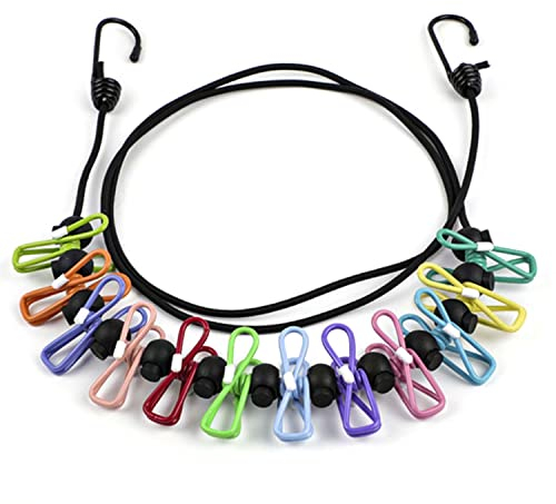 Filo stendibiancheria da viaggio, 1,8 m, portatile, retrattile, con 12 clip per stendibiancheria, per interni ed esterni, accessori da campeggio (1,8 m)