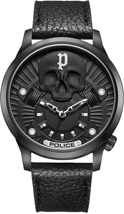Police Herren Analog Quarz Uhr mit Leder Armband PEWJA2227701