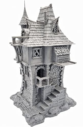 QP3D – Archmage's Manor Tower House – Paysage fantastique de terrain pour table et RPG 28–32 mm Miniatures Wargame Props DND D&D, impression 3D et peut être peinte