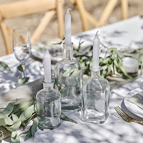 Ginger Ray Glass Bottle Holders Decoration Including Candles for Weddings & Parties Pack of 3, Green, 30 cm