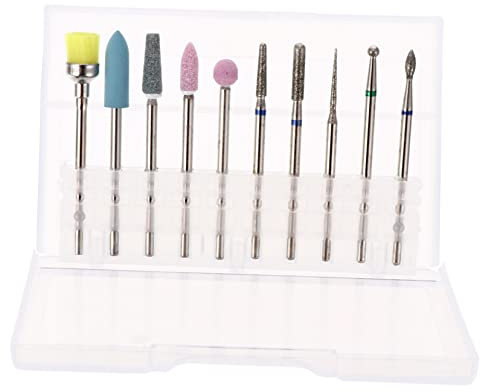 DOITOOL 10pcs Tungsten Nail Drill Bit Set Round Cones Grinding for Gel Nail Polish Polishing Tools for Home Salon Use Heat Generation