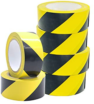 Venuscello® 6 x Floor Marking 48mm x 33m LDPE Black & Yellow Heavy Duty High Visibility Floor Hazard Lane Tape