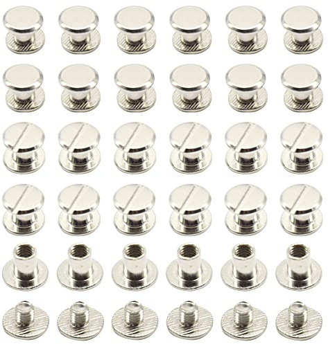 CEEYSEE 100 Pezzi (50 set) Viti Per Rilegatura M5x6mm Viti Chicago Vite a Testa Piatta Rivetti Vite Viti Rilegatura Kit Per Decorazione in Pelle, Album e Fai Da Te (M5 x 6mm)
